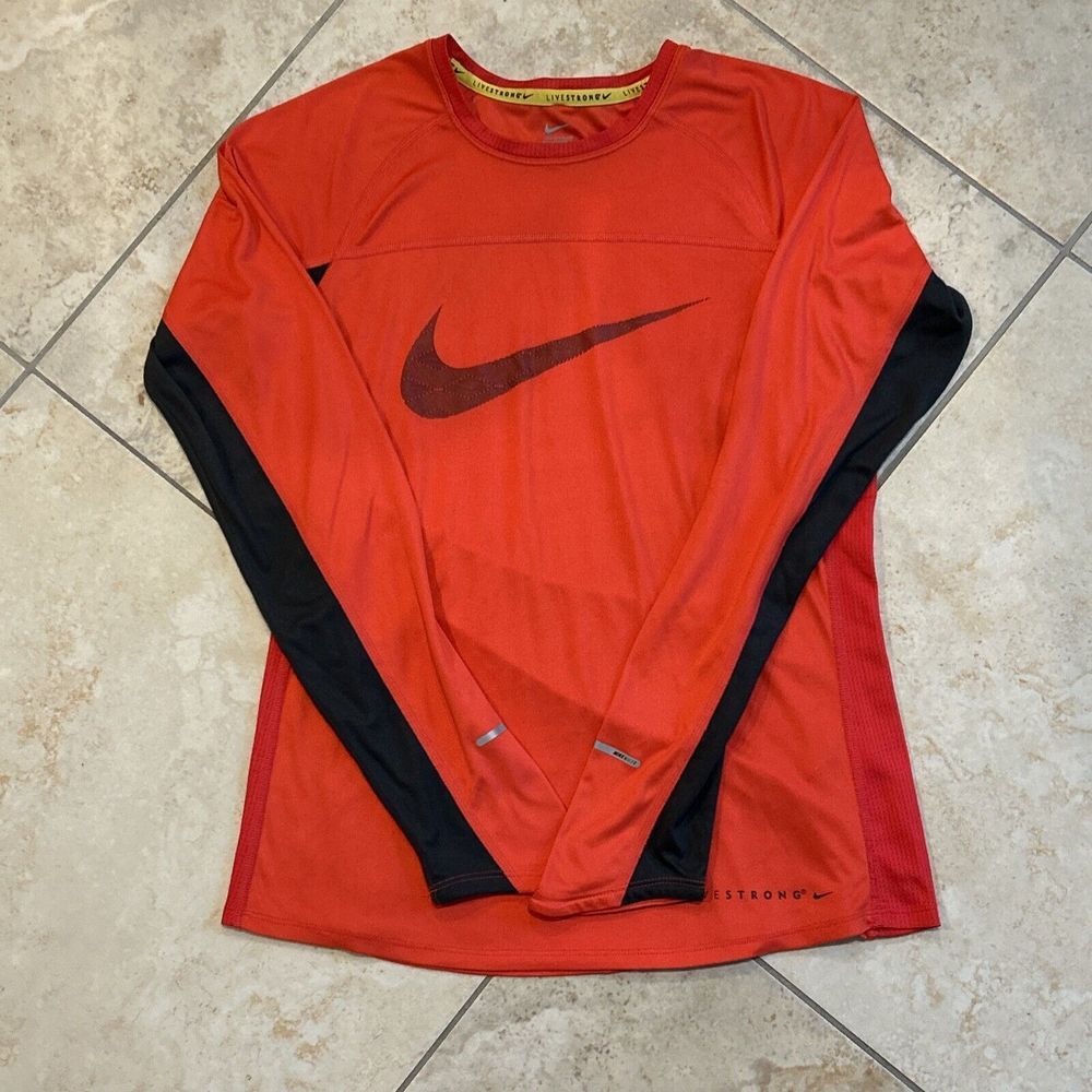 Nike Livestrong Run Sweatshirt Dri-Fit Miler Red Size Medium Womens 506798-635